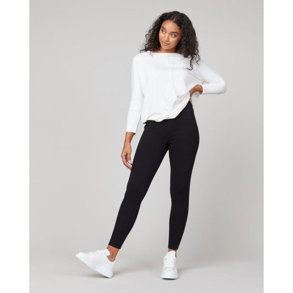 Spanx Ankle Jeanish Leggings Black Skinny Pull On Denim Pants Womens M